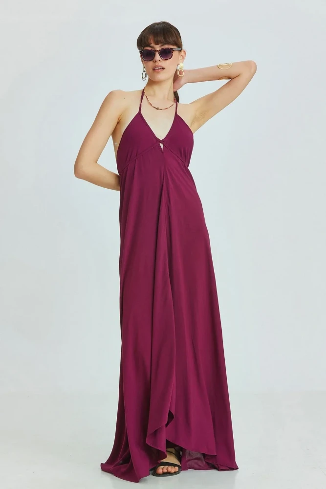 Sırt Dekolteli Yazlık Bohem Elbise Siyah